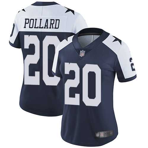 Women's Dallas Cowboys #20 Tony Pollard Navy Blue Thanksgiving Vapor Untouchable Limited Throwback Jersey Dzhi